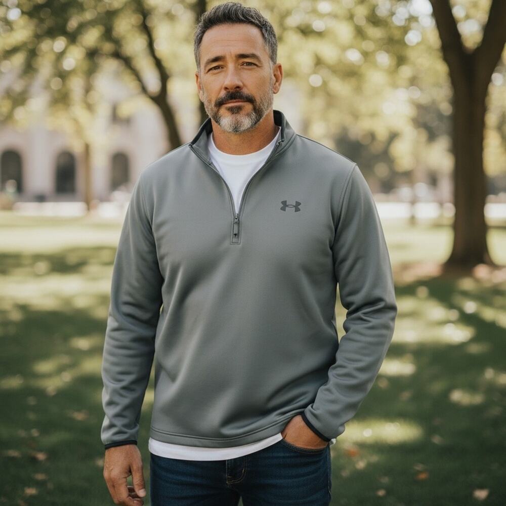 UNDER ARMOUR Men’s Large Gray 1/4 Zip Performance Sweatshirt